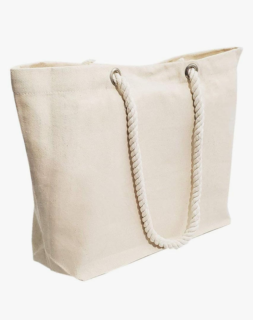 6 Pack Rope Handle Tote Bags Large Tote Bag with Rope Handles Sturdy Canvas Reusable Grocery Shopping Bags Tote Bag Beach Bag