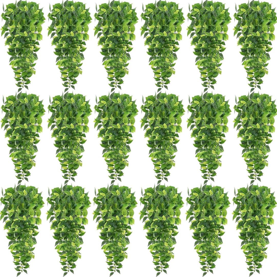 Hoteam 18 Pcs Artificial Hanging Plants Fake Ivy Vines with Fake Leaves Patio Artificial Plants Greenery for Living Room Indoor Outdoor House Wall, No Basket (Beauty)