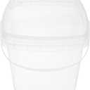 Homoyoyo Clear Plastic Container with Handle Lid,Heavy Duty Square Plastic Container Ice Cream Buckets Food Storage Containers Water Pail Industrial Pail Party Tub Empty Paint Can (Picture 1)