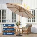 9ft Outdoor Patio Umbrella, Market Table Umbrella with Crank and Easy Push Button Tilt, Wood Grain Frame, UPF 50+ for Pool, Garden, Deck, Backyard