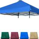 10x10 Canopy Replacement Top with Air Vent Silver Coated for Straight Leg Canopy Frame, (Blue)