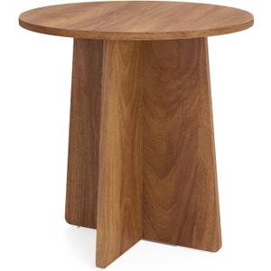 19.6 Inch Round Side Table, Modern End Table with MDF Wood Tabletop, Small Accent Coffee Table for Living Room, Bedroom, Balcony, Easy Assembly & Sturdy (Rustic Brown)