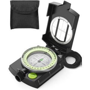 Sportneer Compass: Accurate Durable Lightweight Orienteering Compass with Strap and Carrying Case, Glow in The Dark Waterproof Hiking Essentials for Camping Backpacking, Best Survival Gifts for Kids (Black)