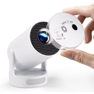 Magcubic 2025 Upgraded Mini Projector 4K support with WiFi 6 and Bluetooth 5.4, 5w Soundbase Speaker, Portable Projecteur with Auto Vertical Keystone 180 Rotatable Lens Cap for Movie Home HY300Pro+ (Pure White)