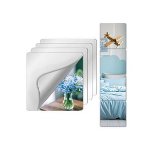 Unbreakable Mirror Tiles, 4PCS 10”x10” Peel And Stick on Mirror for Wall Mirrors Decorative, Toddlers for Kids Bedroom, Plastic Gym Frameless Door Small Adhesive Mirrors for Classroom Decor Stickers
