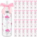 Honeydak 24 Pcs Western Cowgirl Cowboy Pink Plastic Tumbler 14.2 oz Plastic Cups with Lids and Straws and Bows, Cowgirl Tumbler for Disco Bachelorette Birthday Wedding 70s 80s 90s Party