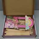 Lehoo Castle Wooden Train Set - Unicorn Train Set for Toddlers 2-4, Wooden Train Track Toddler Girl Toys, Pink Train Fantasy Toys for 3 4 5 6 7 Year Old Girl