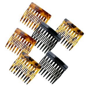 6 Pcs French Hair Side Combs for Women Bun Small Twist Hair Decorative, Strong Hold Clips for Women Bun(Brown, Black) (Black, Tortoise Shell)