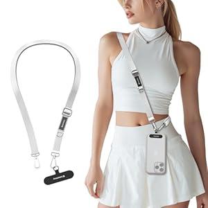 SWITCHEASY 20mm Adjustable Crossbody Phone Strap Compatible with Most Phones, Anti-Theft & Ant-Drop, Hands Free for Phone Lanyard Crossbody with Strap Card Phone Tether Tab - EasyStrap (Aquamarine)