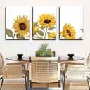 3Pcs Sunflowers Canvas Wall Art Modern Minimalist Yellow Botanical Floral Wall Decor Pictures Rustic Field Plant Flowers Posters Prints for Bathroom Gallery Living Bedroom Decoration