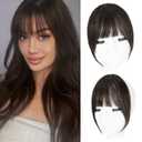 Yorda Bangs Hair Clip 100% Human Hair Clip in Bangs Fringe with Temples Wispy/French Bangs for Women Natural Looking for Daily Use (French Bangs, Brown Black)