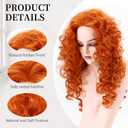 Long Orange Red Curly Wig Full Head Halloween Wigs for Women Wavy Hair Wig Cosplay Costume Party 24 inch