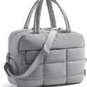 BAGSMART Gym Bag for Women, Carry on Travel Duffel Bag, Water-resistant Weekender with Shoe Compartment for Gym Travel Work, Grey, Medium