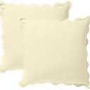 2 Piece Euro Shams Solid Pattern 800 Thread Count 100% Egyptian Cotton (32 x 32 Inch (81cm x 81cm) Pillow Cases, Ivory)