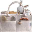 PUTSKA Baby Diaper Caddy Organizer - Nursery Storage Basket for Diaper Station, Baby Basket Shower Gift List and Registry Must-Have, Newborn Essentials, Nursery Decor for Boy or Girl-Mocha,Extra Large