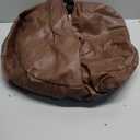 Louis Donn Unstuffed Pouf Stool Ottoman Footrest Cover Only Moroccan Vintage Storage Clothes Waterproof Faux Leather Small Bean Bag Cover Kits Reading Camping Travel pet Friendly (Only Cover)(Brown) (Umber)