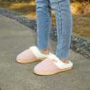 NineCiFun Women's Slip on Fuzzy Slippers Memory Foam House Slippers Outdoor Indoor Warm Plush Bedroom Shoes Scuff with Faux Fur Lining size 7-8 pink