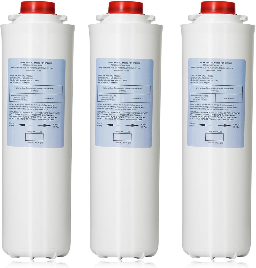 51300C Replacement FilterNo Chip, 3 Packs Replacement Large Capacity 3000 Gallon, Replacement EWF3000 for 51300C ERF750, 51299C, 55898C