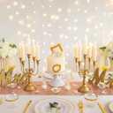 Sziqiqi Candelabra Candle Holder Gold Set of 6-5-arm Metal Candlestick Holders for Taper Candles for Centerpieces Table Wedding Christmas Fireplace Decor Birthday