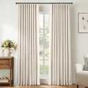 100% Blackout Shield Full Blackout Curtains for Bedroom 84 inch Length 2 Panels Set, Clip Rings/Rod Pocket Faux Linen Black Out Curtains for Living Room, Thermal Insulated, 50Wx84L, Beige