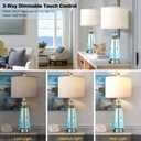Rinweey 26" Coastal Lamps for Living Room Set of 2,3-Way Dimmable Bedside Lamps with USB Ports and AC Outlet, Nautical Lamps for Nightstand Bedroom Living Room,Teal