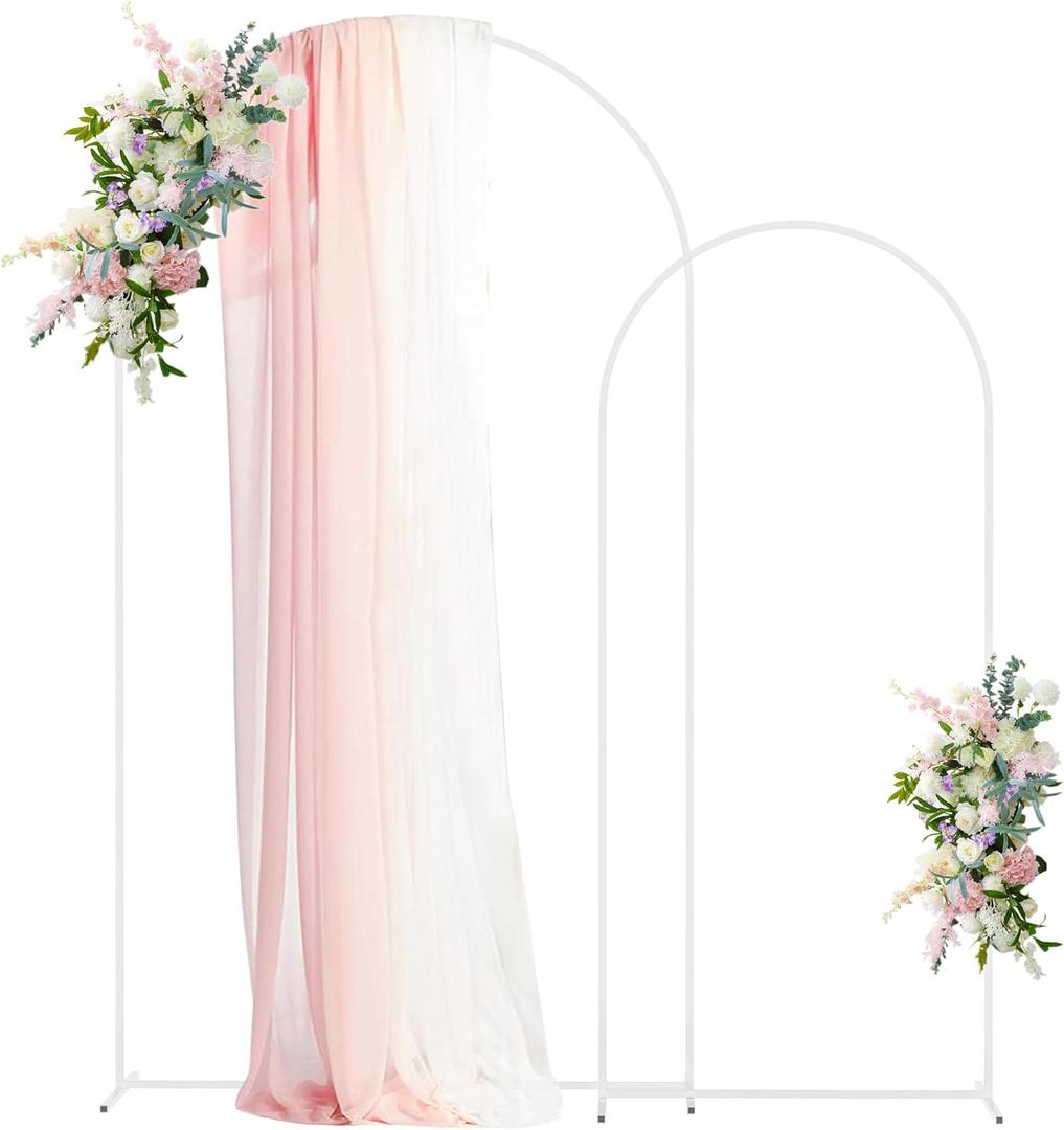 Asee'm White Metal Wedding Arch Stand (7.2FT,6FT) Set of 2 Arched Backdrop Frame for Ceremony Parties Birthday Baby Shower Garden Decoration