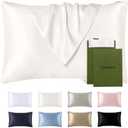 LILYSILK Silk Pillowcase for Hair and Skin Standard-100% Mulberry Silk 19 Momme Both Sides Silk Bed Pillow Cover with Hidden Zipper, 1 Pc (Standard Size 20''x26'', Ivory)