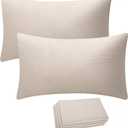 Lumbar Pillow Covers Blank 12x20 Inch Bulk Plain Pillow Case for Sublimation Decoration HTV Heat Transfer Vinyl Set of 4 Beige Linen