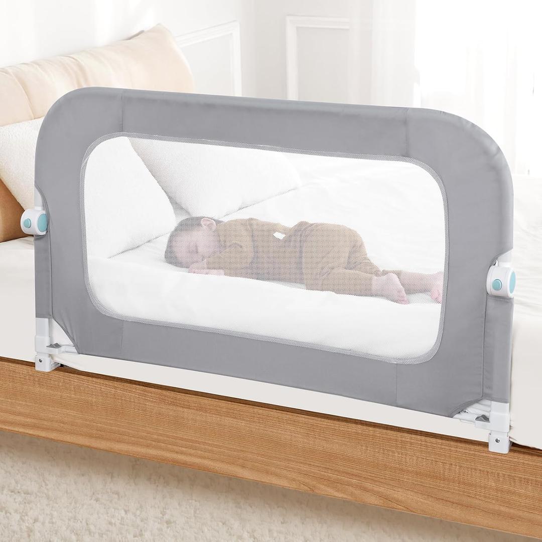 Reinforced Bed Rail for Toddlers 47" Long Safety Guard with Thickened Material, Adjustable & Folding Bed Rails for Twin, Full, Queen, King Beds