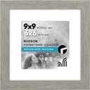 Americanflat 9x9 Picture Frame with Shatter-Resistant Glass - Use as 6x6 Frame with Mat or Display 9x9 Photo Without Mat - Hudson Collection - Wide Square Frames for Tabletop and Wall - Grey Wood