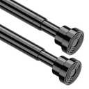 2pcs Tension Curtain Rod 33 to 56 Inch No Drilling Spring Tension Rod Adjusting Black Curtain Rod No Drilling Non-Slip Expandable Spring Loaded Curtain Tension Rods for Window, Doorway, Closet