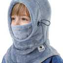 Kids Ski Mask Balaclava for Boys Girls, 2 Size Fleece Winter Face Mask Hat for Kids Toddler, Warm Balaclava Hood Neck Scarf (2-7 Years, Blue)