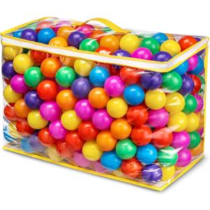 Ball Pit Balls Phthalate Free BPA Free Crush Proof Plastic - 7 Bright Colors in Reusable Play Toys for Kids with Storage Bag (100 balls, 7 colors)