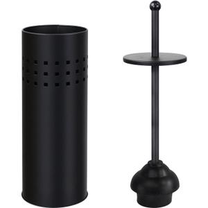 Blue Donuts Toilet Plunger with Holder for Bathroom, Multi Drain Suitable Also for Bathtubs, Quick Dry, Black