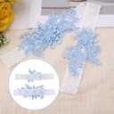 3 x 2pcs Garters for Bride, Lace Bridal Garter Floral Lace Leg Belt Elegant Wedding Accessories for Women Girls Gift (Sky Blue)