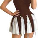 Verdusa Women's Y2K Bow Tie Criss Cross Backless Mini Dress Colorblock Lace Cami Dress (Medium, Coffee Brown)