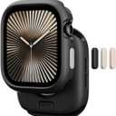 MAGEASY Designed for Apple Watch Series 11 Case 46mm | Shockproof Silicone Bumper with Customizable Buttons, Military Grade Durable Protective iWatch Cover, Skin Series - Black