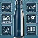Mont-Clair l'O Stainless Steel Water Bottle, Vacuum insulated - BPA Free, 12h Hot & 24h Cold Drinks Bottle, Metal, 17 oz Leakproof, Ideal for Adult, Kids, Running - Dark Blue