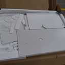 Makeup Vanity Desk with Smart LED Mirror & Charging Station, 35.4" White Vanity Table Set with Cushioned Stool, 4 Drawers & Hairdryer Rack, Modern Bedroom Dressing Table-White