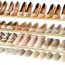 Hoctieon 3 Tier Mesh Style Shoe Rack, Entryway Shoe Shelf, Shoe Storage Organizer, Shoe Rack for Closet, Space Save for Bathroom, Garage, Hallway, Bedroom, Living Room, Gold