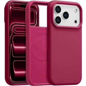 Magnetic for iPhone 17 Pro Case 6.3", Premium Liquid Silicone Case,[Compatible with Magsafe][Soft Anti-Scratch Microfiber Lining],Slim Thin Shockproof Phone Cover-Red