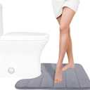 Yimobra Memory Foam Toilet Bath Mat U-Shaped, Commode Contour Rug, Soft and Comfortable, Super Water Absorption, Non-Slip, Thick, Machine Wash and Easier to Dry for Bathroom, 24 X 20 Inches, Grey