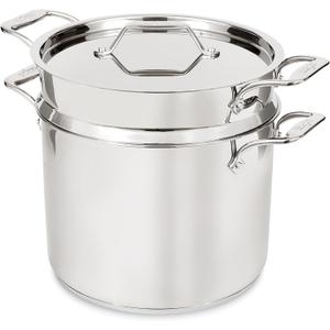 All-Clad Stockpot 12 qt Stainless Steel Multipot With Insert & Lid, Stainless Steel Pot, Induction, Oven Broiler Safe 600F Skillet, Professional Cookware, Silver, 12-quart