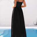 PRETTYGARDEN Womens Sleeveless Maxi Summer Dresses 2026 Hollow Out Eyelet Square Neck Ruffle Flowy Beach Vacation Sundress, Small 