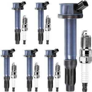 Set of 6 Ignition Coils Pack Spark Plugs Compatible with Ford 3.0L Fusion 2006-2009, Zephyr 2006, Compatible with Mazda Tribute 2008, Milan 2006-2009, Replace UF486 & 3403