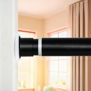 Tension Curtain Rod 122 to 162 Inches (10.2 to 13.5 ft), 1.26" Diameter Spring Adjustable Heavy Duty Long Large Curtains Pole for Windows Door Bathroom Patio Outdoor No Drilling, Black