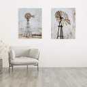 Yihui Arts Rustic Canvas Wall Decor with Textured Modern Vintage Paintings Abstract Windmill Art Contemporary Large Aesthetic Pictures for Farmhouse Living Room Bedroom Dinning Home Decor, 40"L x 30"W