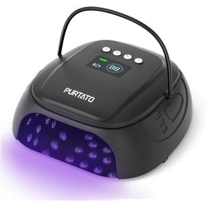 126W Cordless Rechargeable UV LED Nail Lamp with Large Space, Handle and Foot Rest, Fast Curing Gel Nail Dryer with 4 Timers for Salon and Home (Matte Black)
