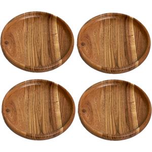 Charcuterie Platter Board, Appetizer Serving Tray for Entertaining, 8 Inch Acacia Wood, Round - Set of 4