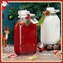 Ritayedet 64 Oz Heavy Duty Glass Milk Bottle with Reusable Airtight Strong SCREW LID - 1/2 Gallon Water Bottles with Scale Lines - 2 Qt Glass Milk Jug Pitcher - Extra Gaskets & Handle!